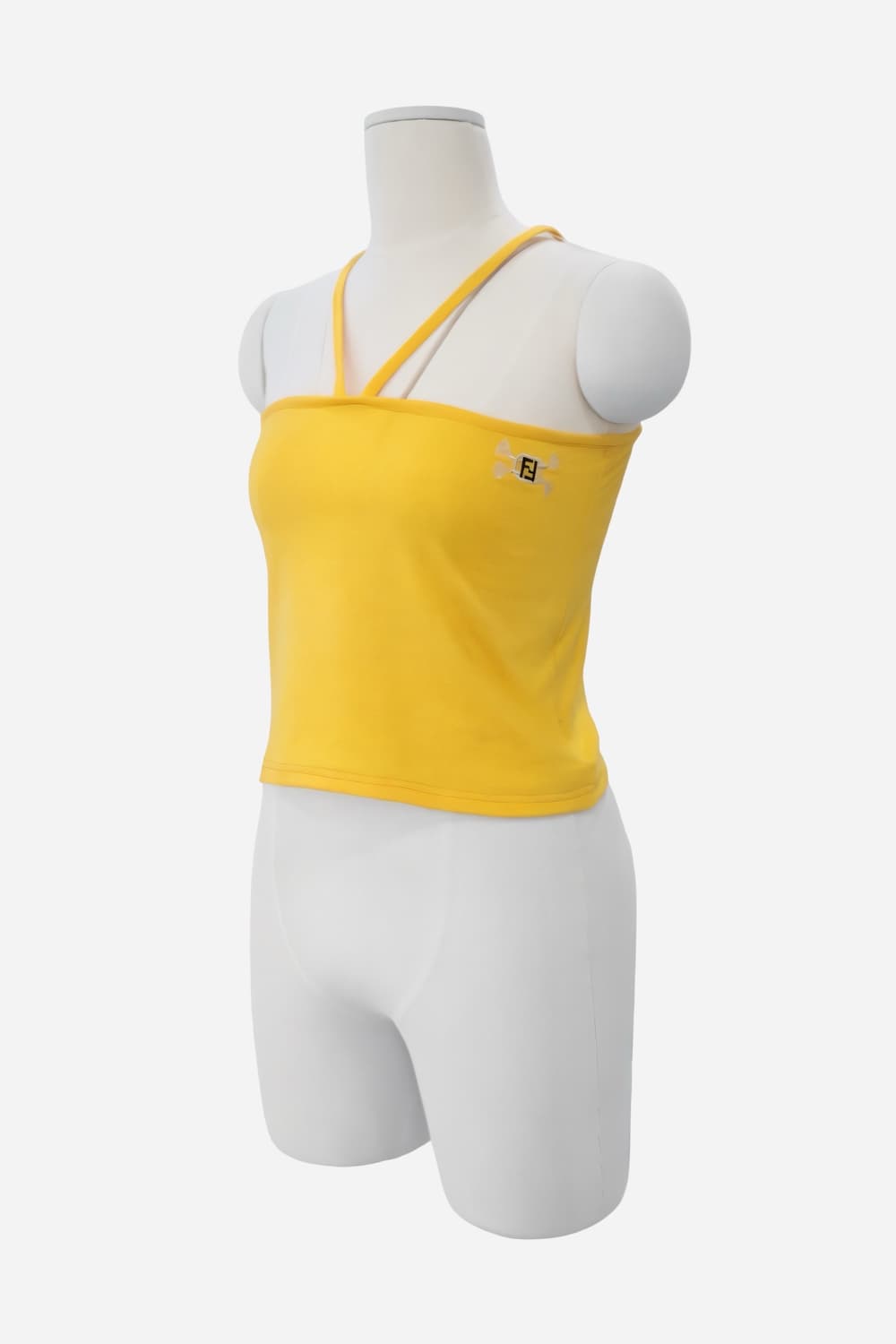 Fendi Yellow Cotton Logo Crop Halter Top 상품이미지2