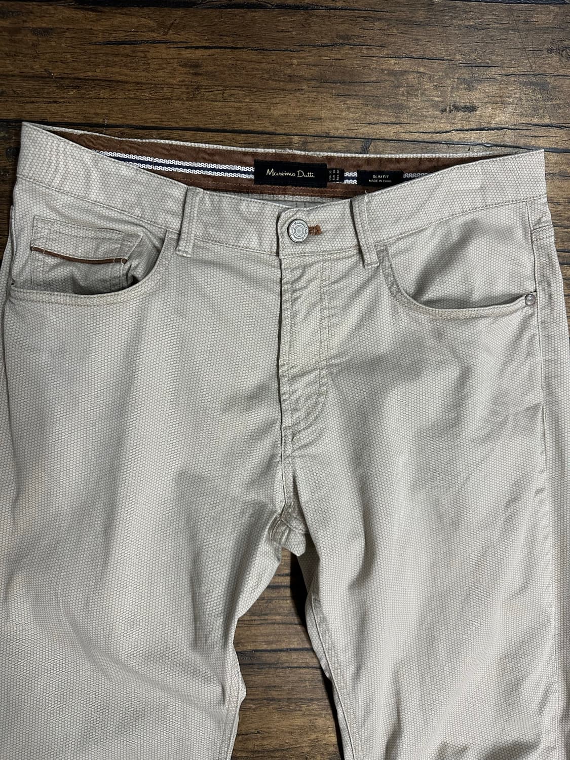 마시모두띠(Massimo Dutti) 슬림핏 버즈아이 아이보리 팬츠 30 상품이미지3