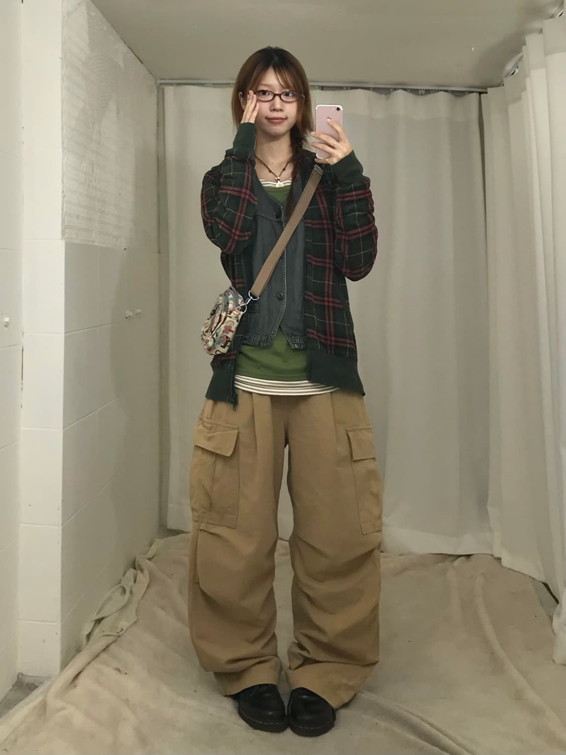 빈티지 그린 너드 니혼진 후드집업 코디 세트 상품이미지1