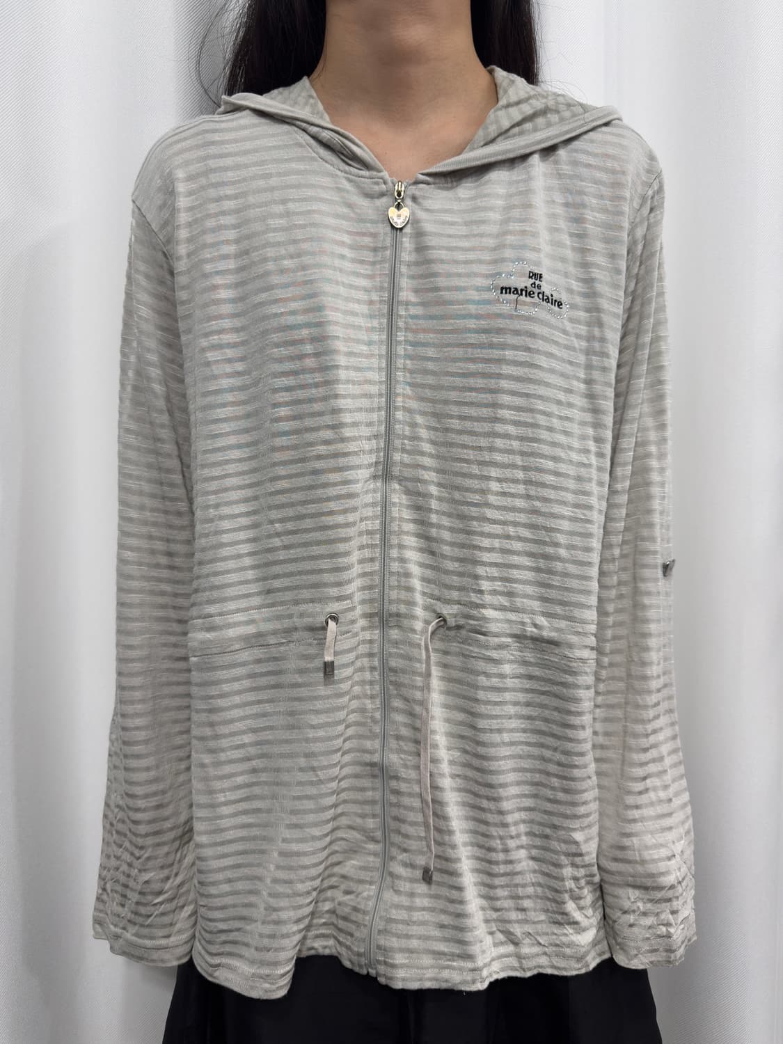 marie claire stripe hood zipup 상품이미지1