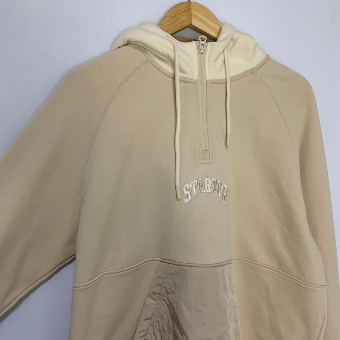 스타터 하프집업 후드티 베이지 아이보리 L 반집업 남녀공용 상품이미지4