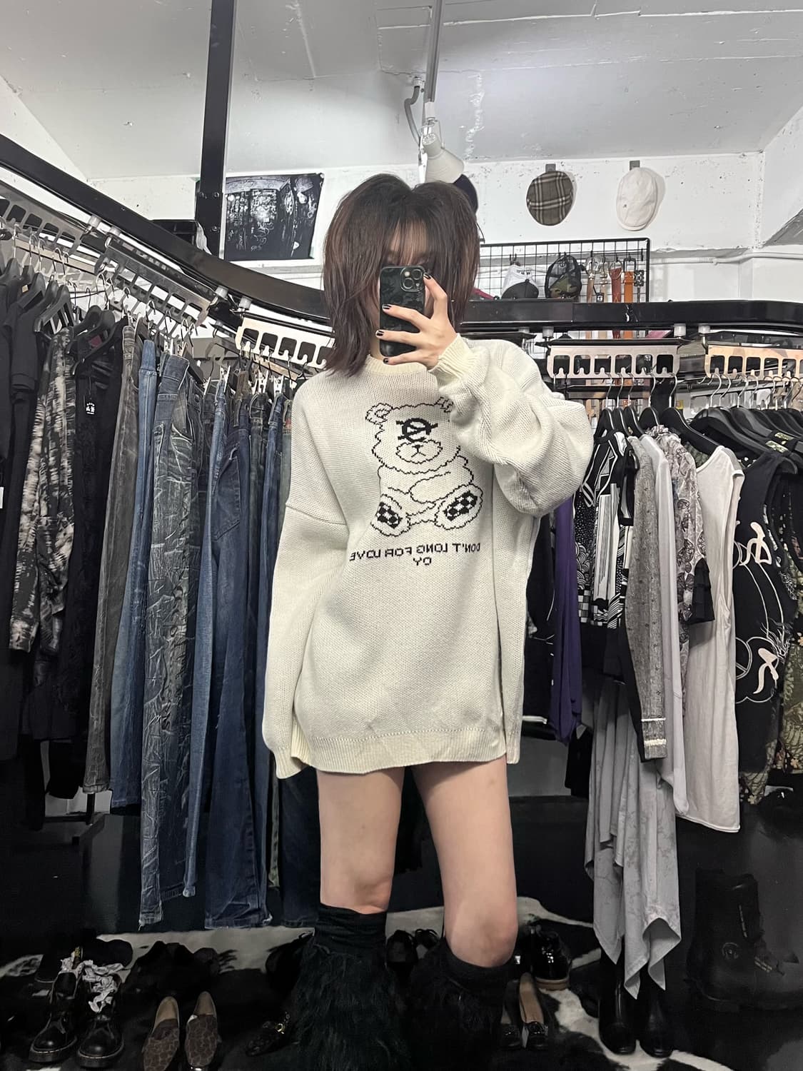 OY 곰인형 프린팅 니트 상품이미지1