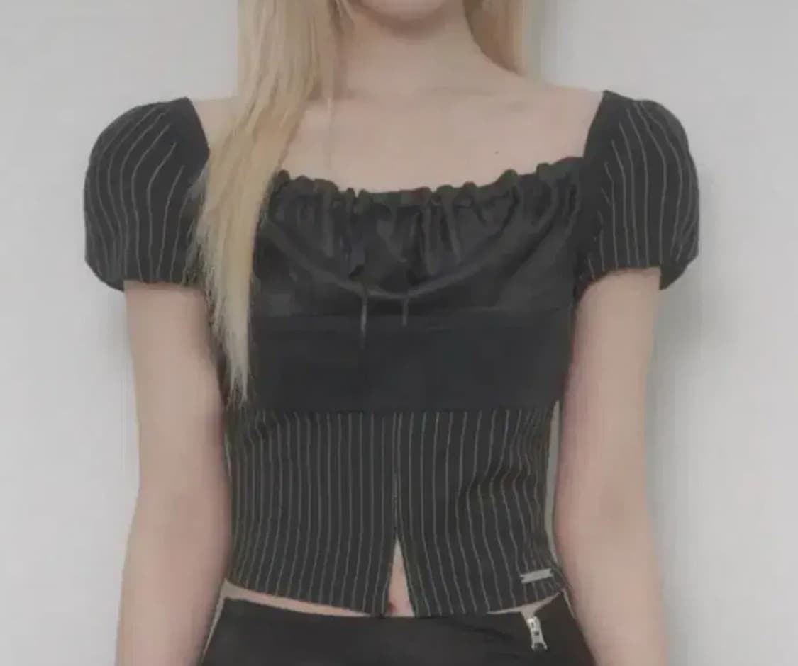 에트오소메 퍼프탑 블랙 상품이미지1