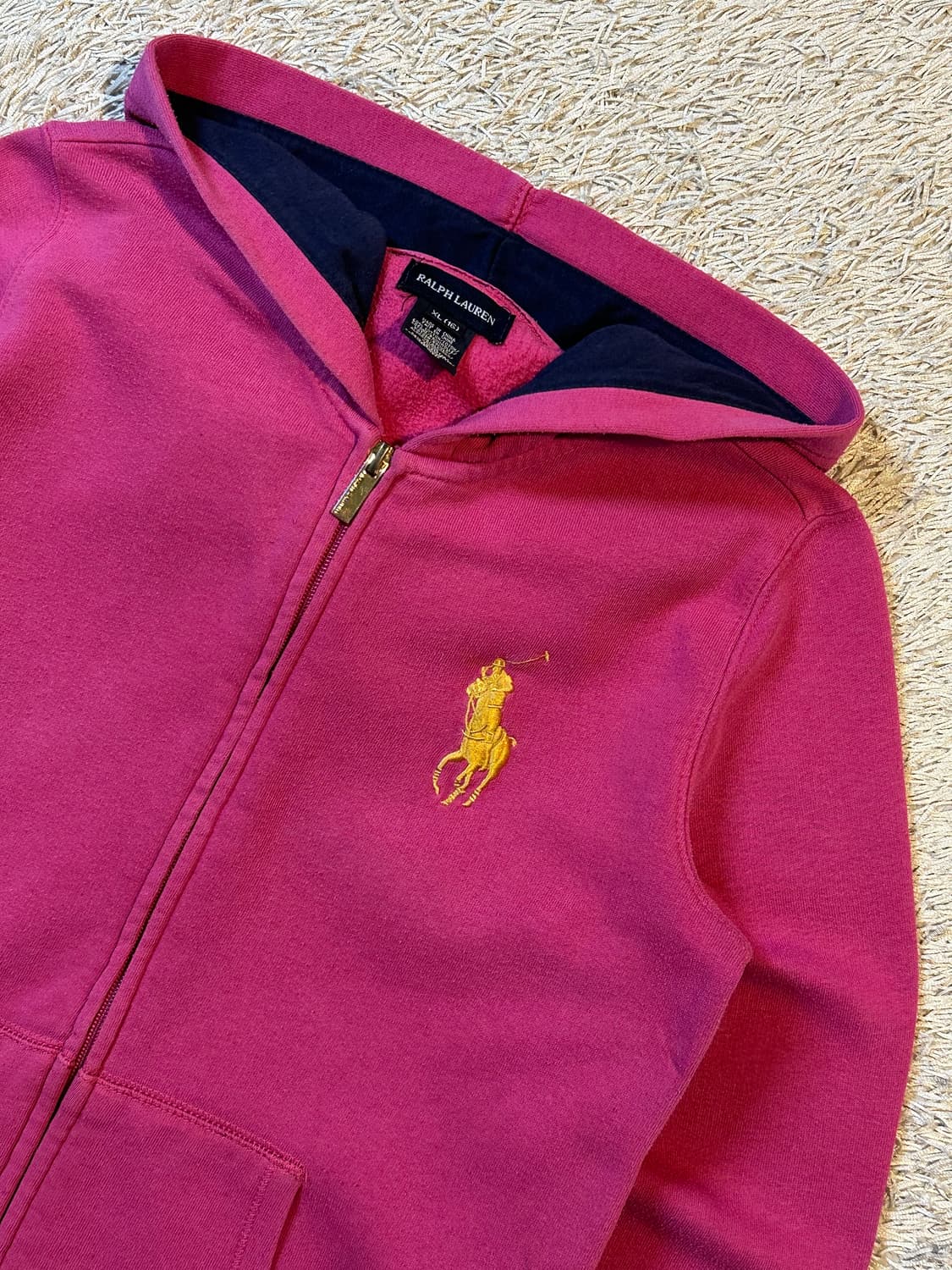 희귀) 폴로 랄프로렌 빅포니 로고 후드집업 핑크 골드 상품이미지2