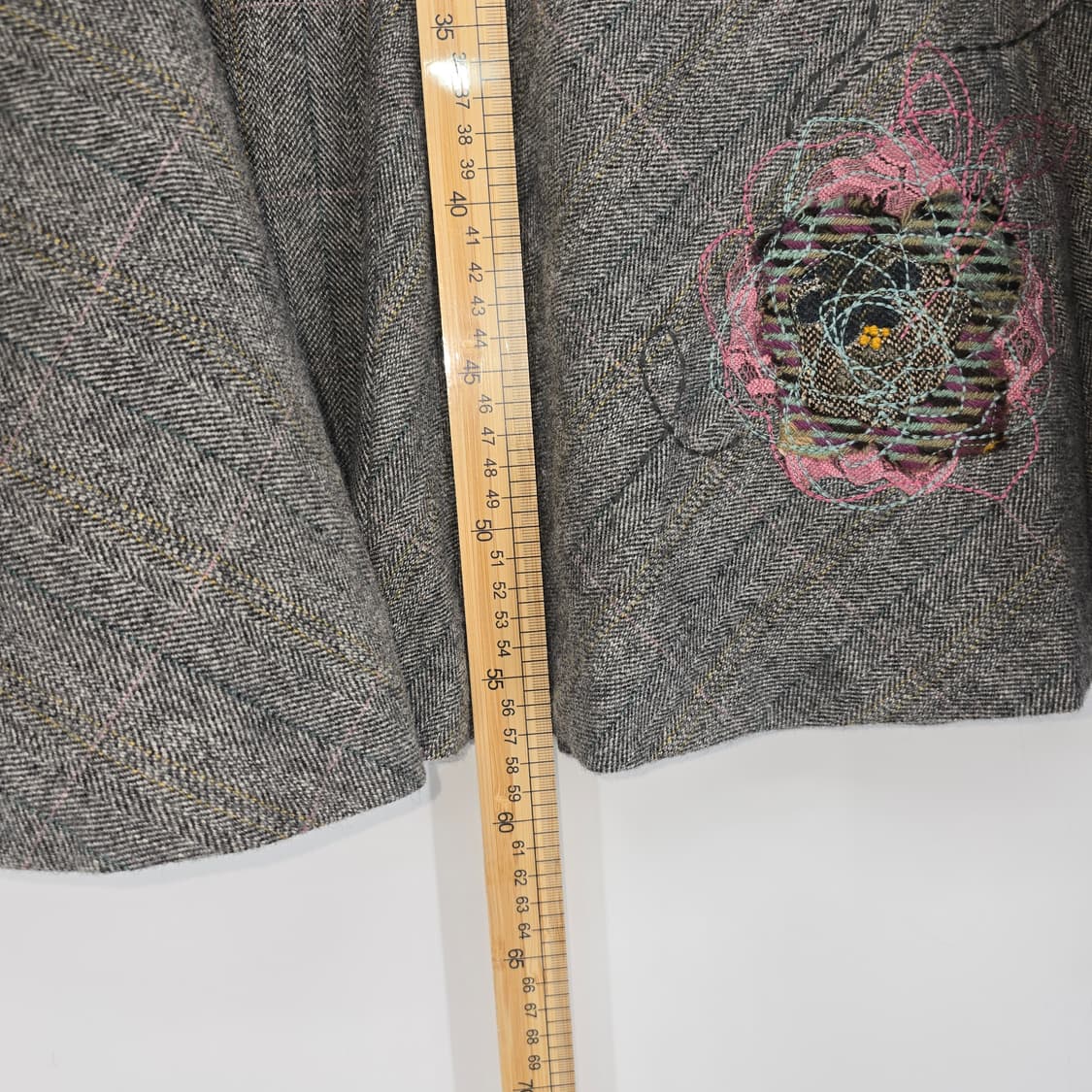 Olivia Lauren 헤링본 플레어 스커트 꽃 자수 장식 상품이미지5