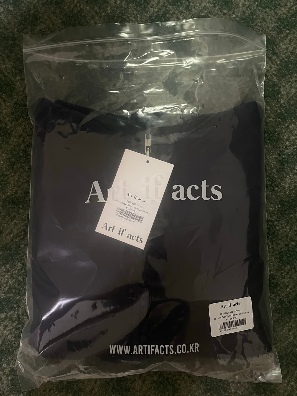 아트이프액츠 26ss 가먼트 다이드 후드집업 네이비 xl 사이즈 상품이미지2