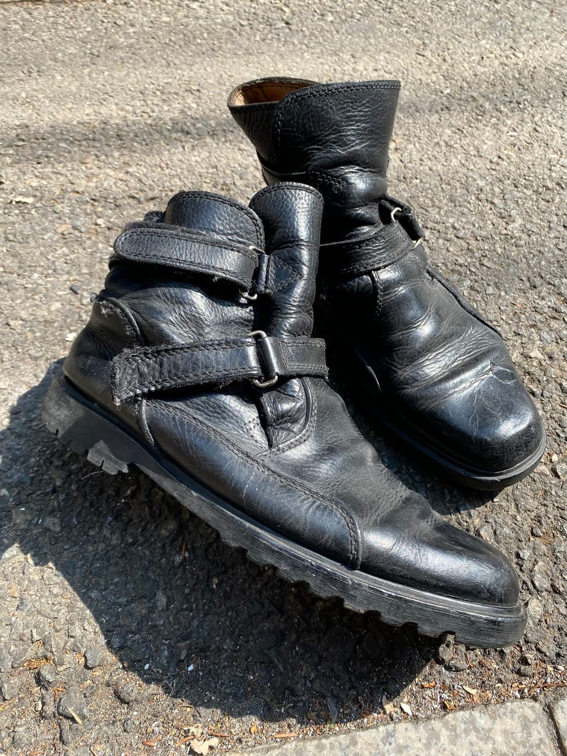 Double strap Black Leather High Boots 상품이미지3