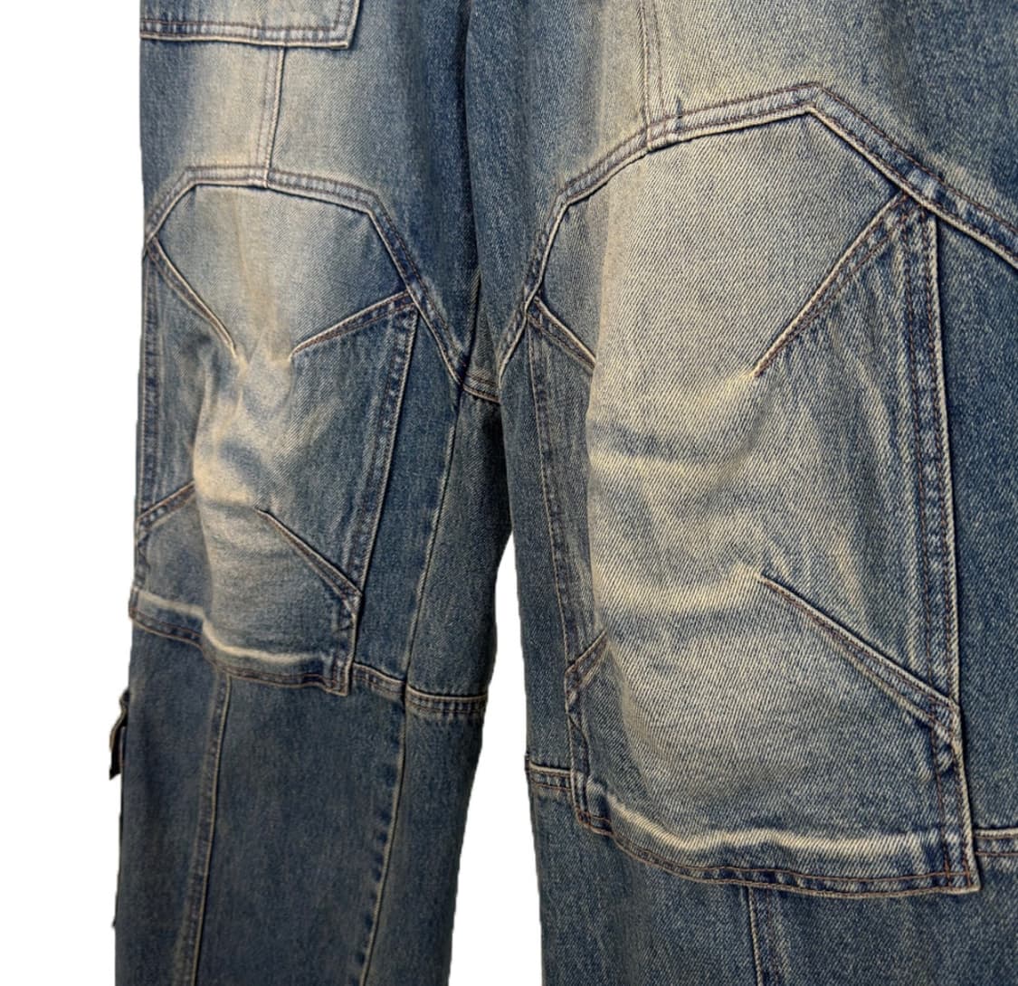 [44] 준지 남성 포켓 후라쉬 워싱 카고 데님 팬츠 블루 상품이미지6