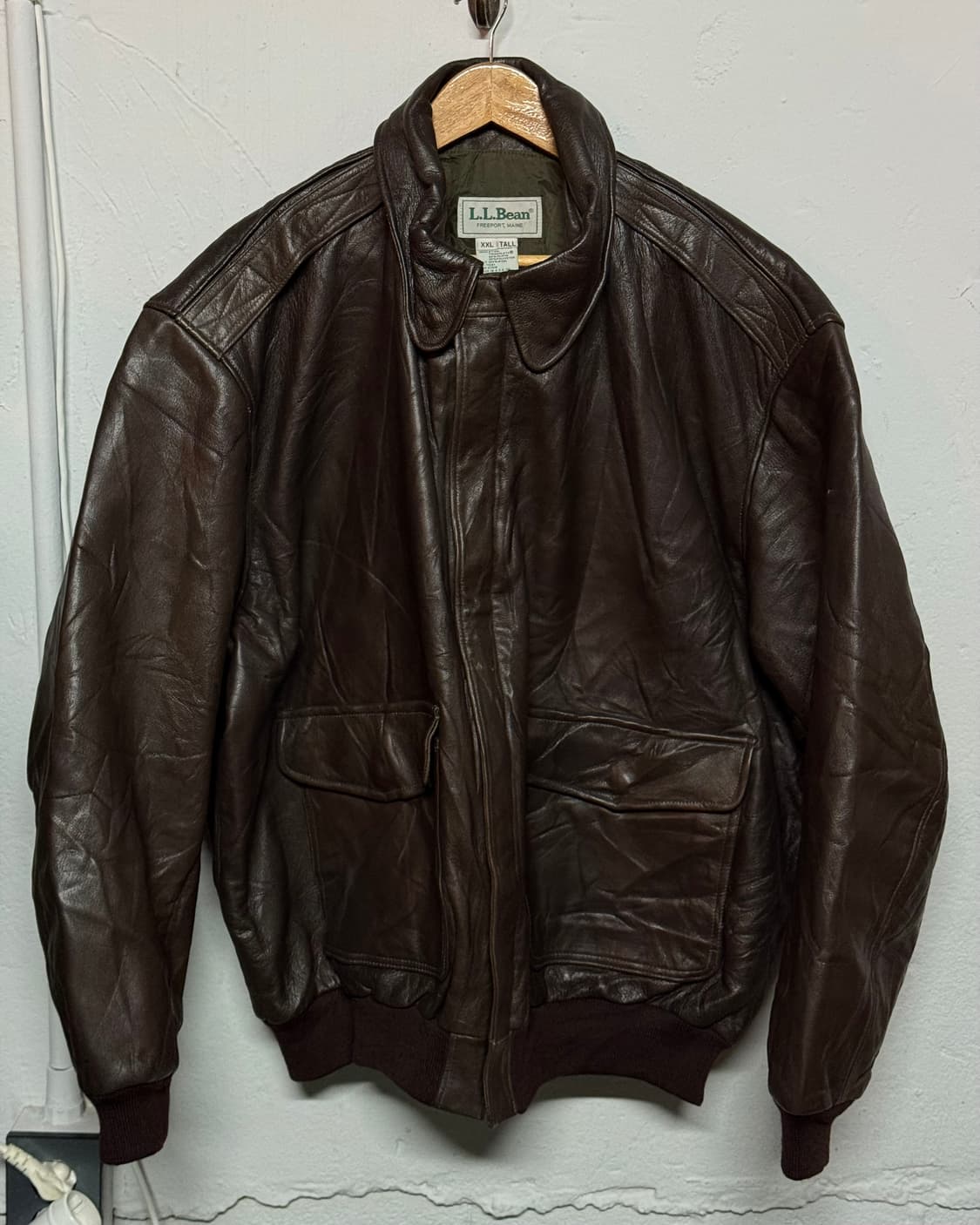 80-90’s 엘엘빈 A-2 레더 봄버 자켓 XXL 상품이미지1