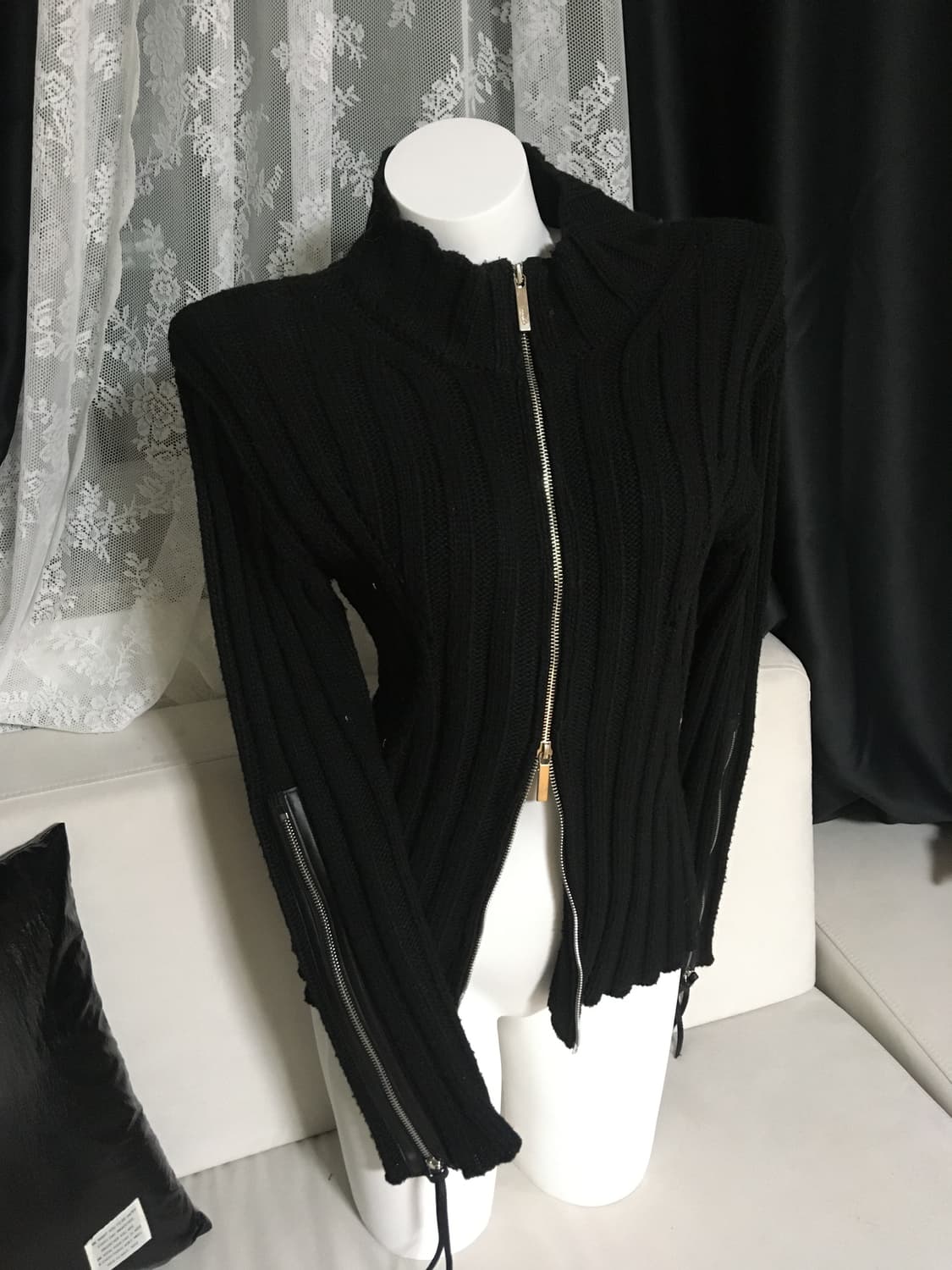 NACHE KNIT ZIP-UP BLACK 상품이미지3