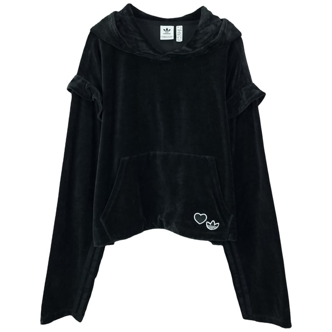 [아디다스] 오버사이즈 크롭 벨벳 후드티 블랙 M17739 상품이미지2