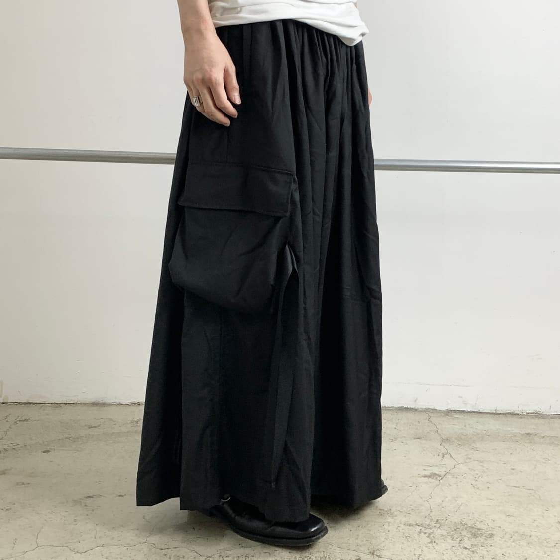 노 아이디 블랙 와이드 변형 스커트 팬츠 상품이미지3