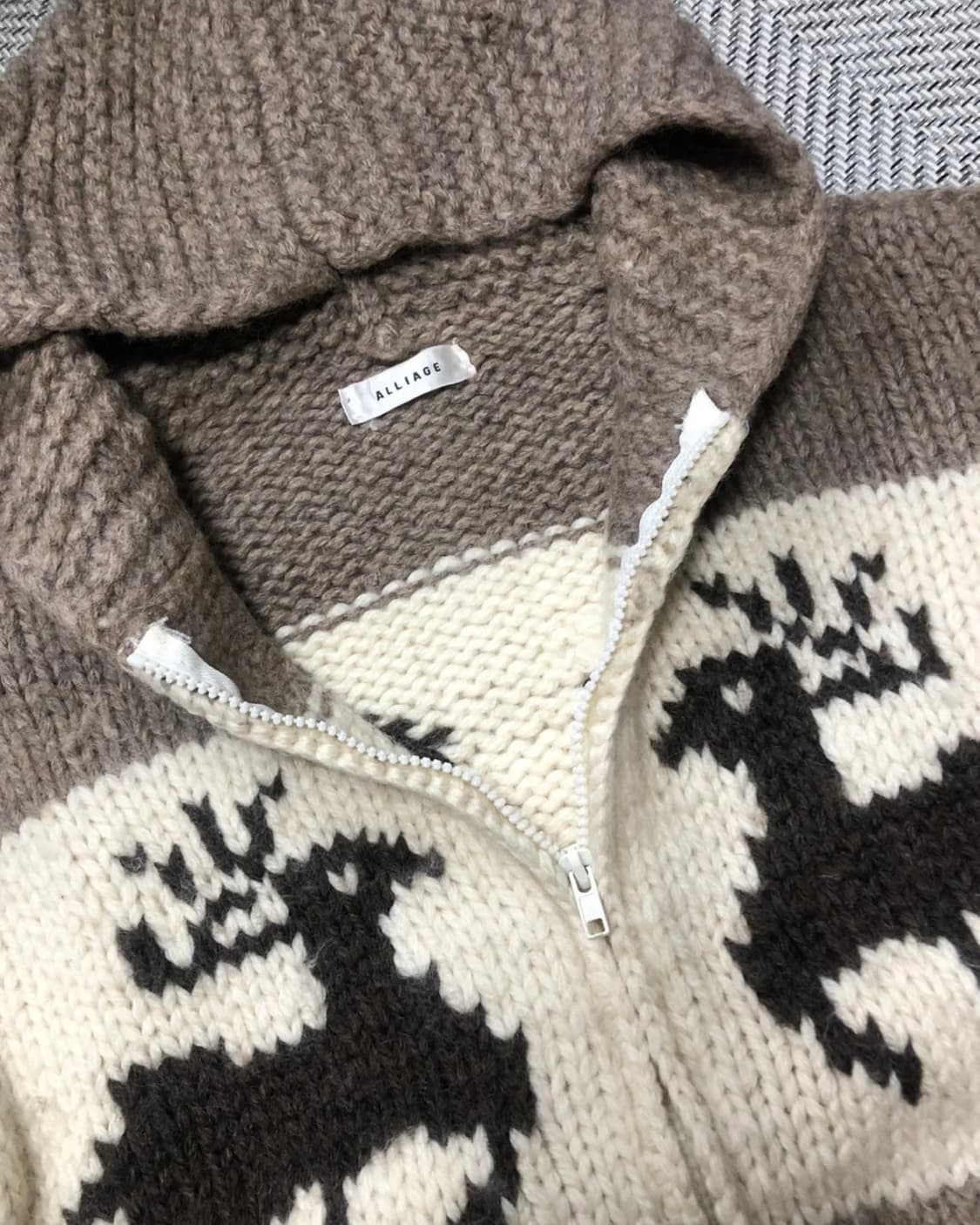 빈티지 밀크 브라운 코위찬 후드 자켓 상품이미지3