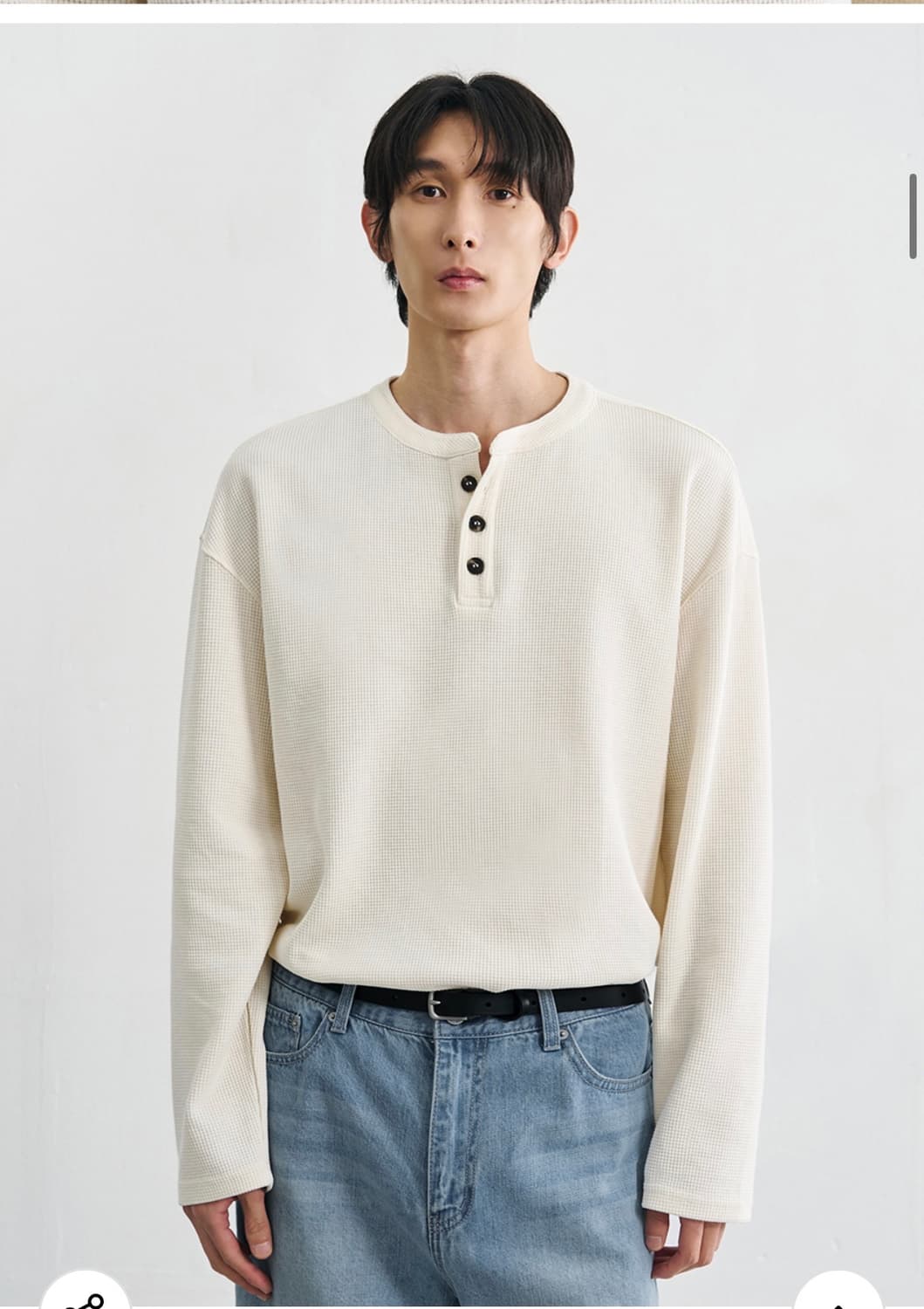 (XL) 드로우핏 코튼 와플 헨리넥 티셔츠 [IVORY] 판매 상품이미지6