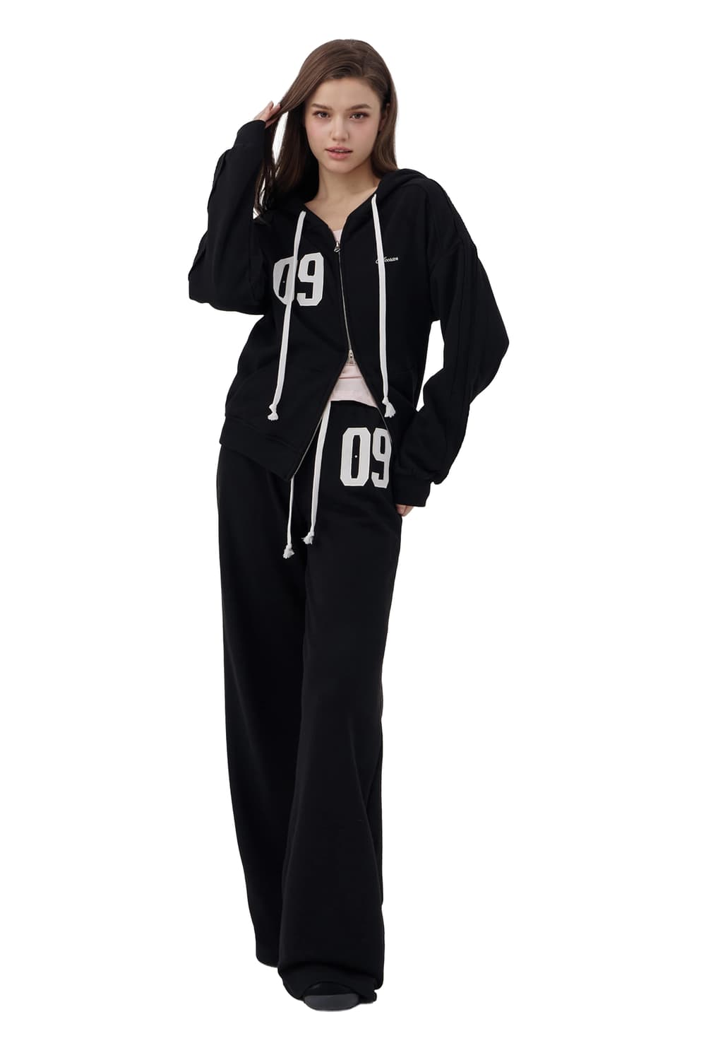 클리시어 09 Numbering straight pants,Black 상품이미지2