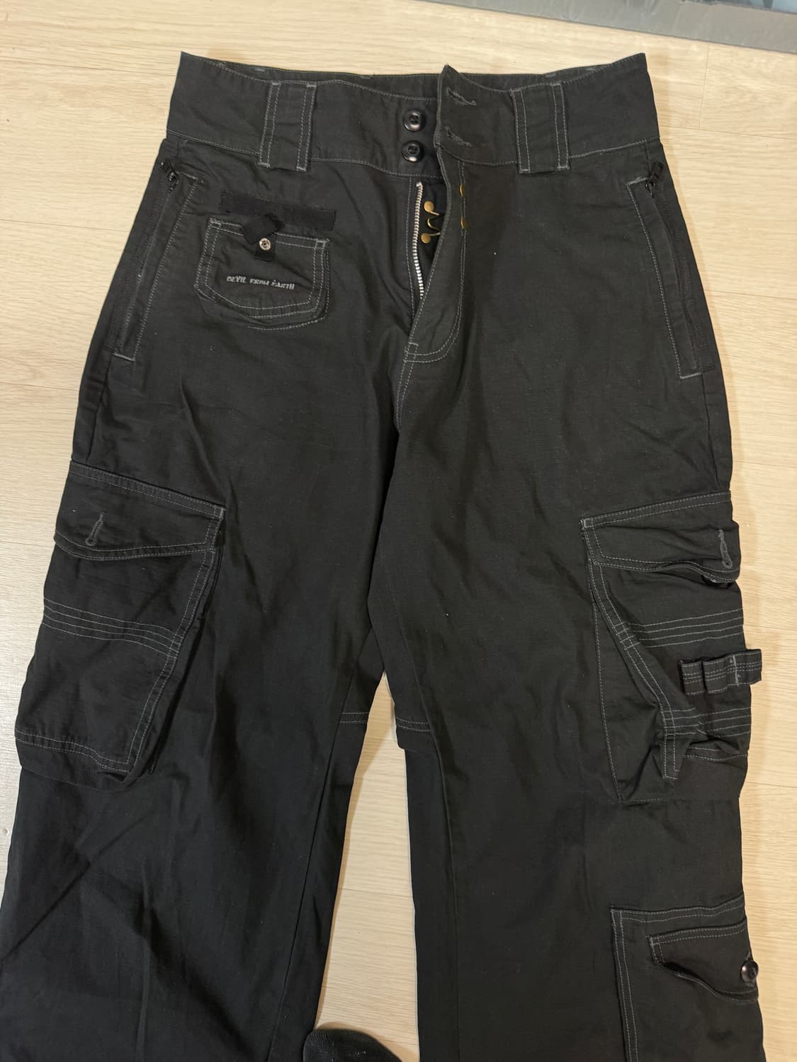 배드블러드 Devil From Earth블랙 카고 와이드 팬츠 상품이미지3