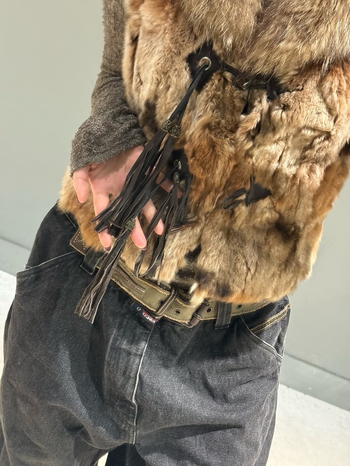 real fox fur duffle button vest 상품이미지3