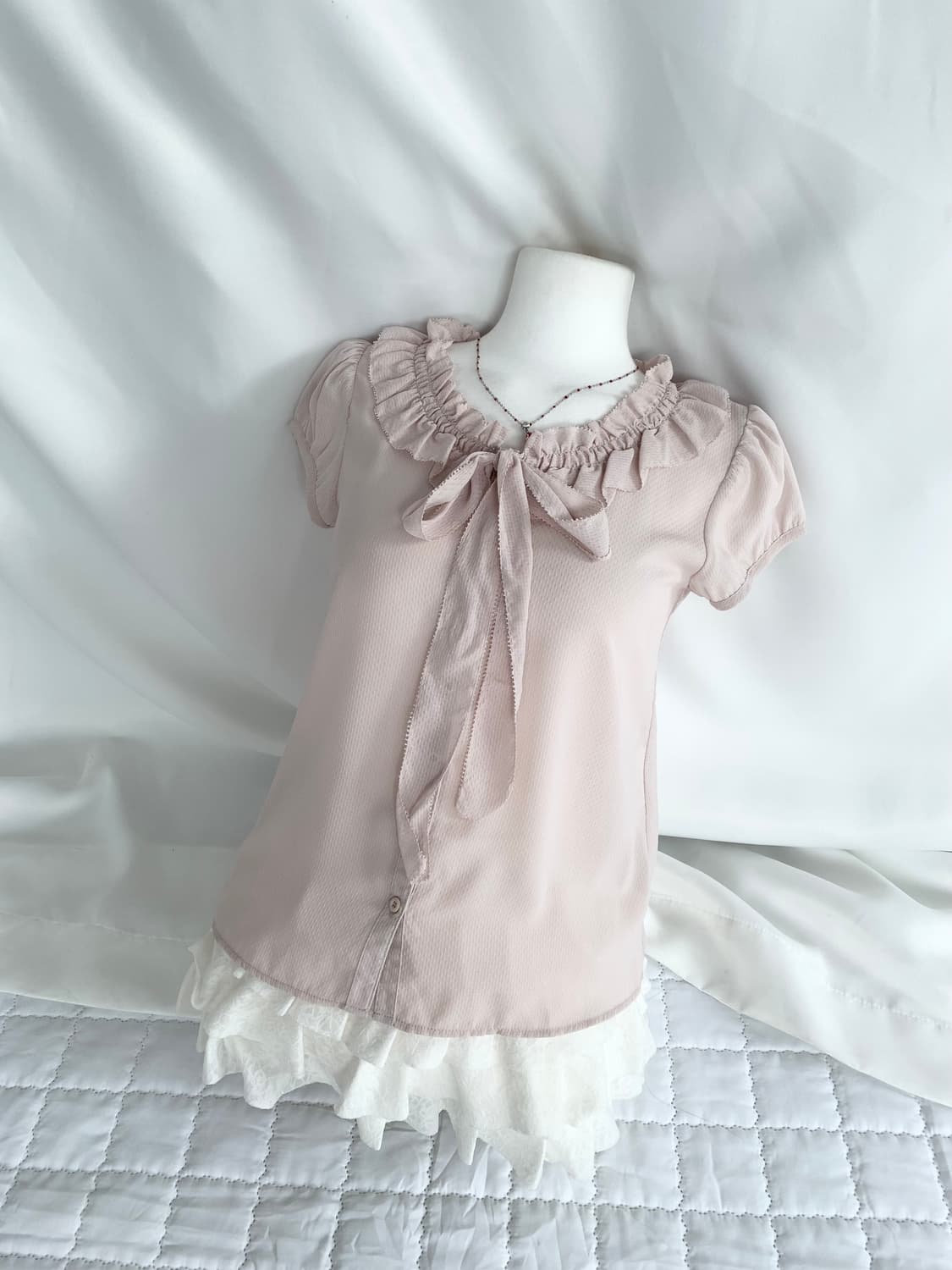 뮤트연핑크 ♥ 히메갸루 쉬폰 리본 블라우스 상품이미지6