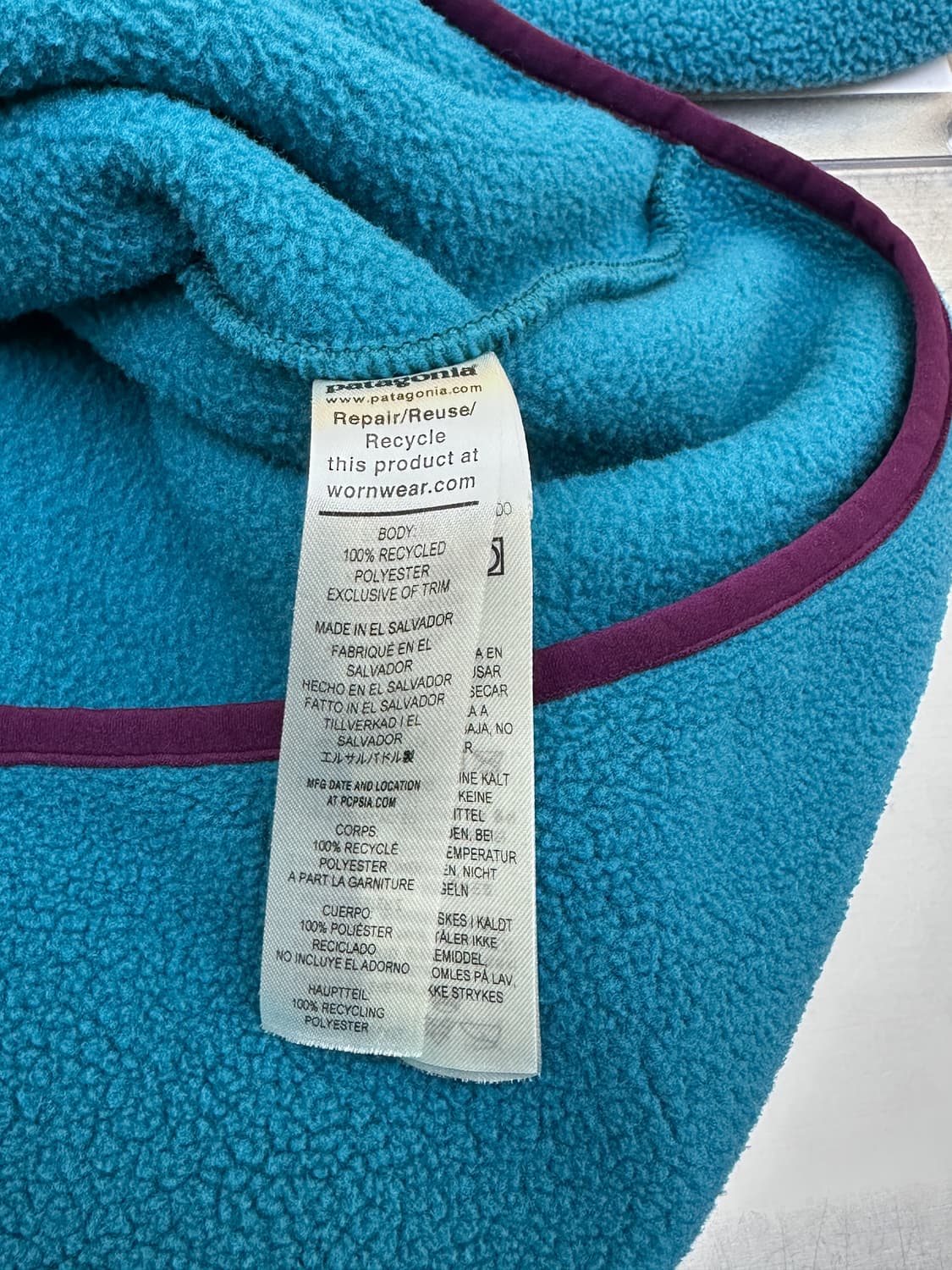 파타고니아 신칠라 비레이 블루 스냅 티 플리스 상품이미지5