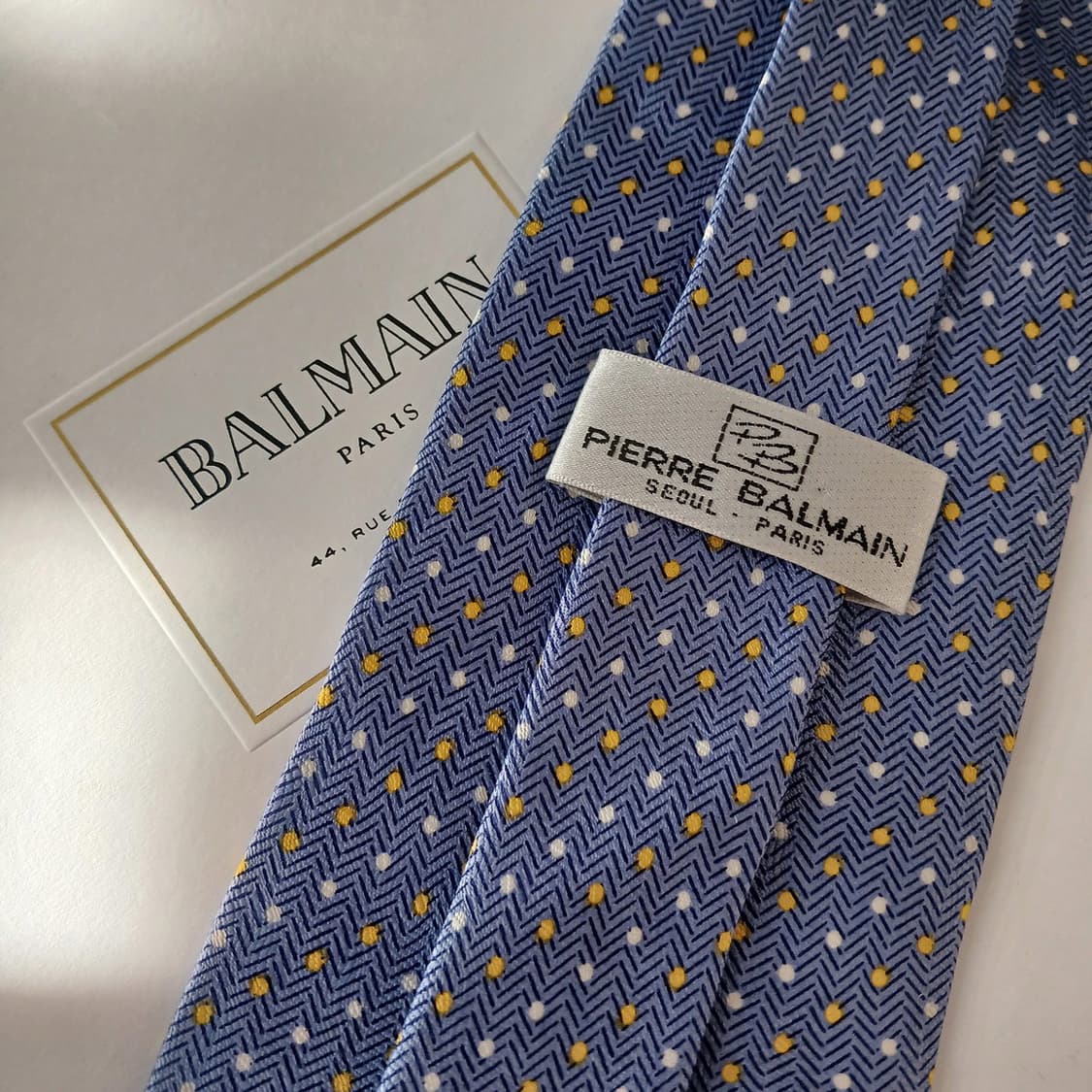 발망 실크 블루 헤링본 도트 넥타이 9.6cm A등급 A19173
 상품이미지5