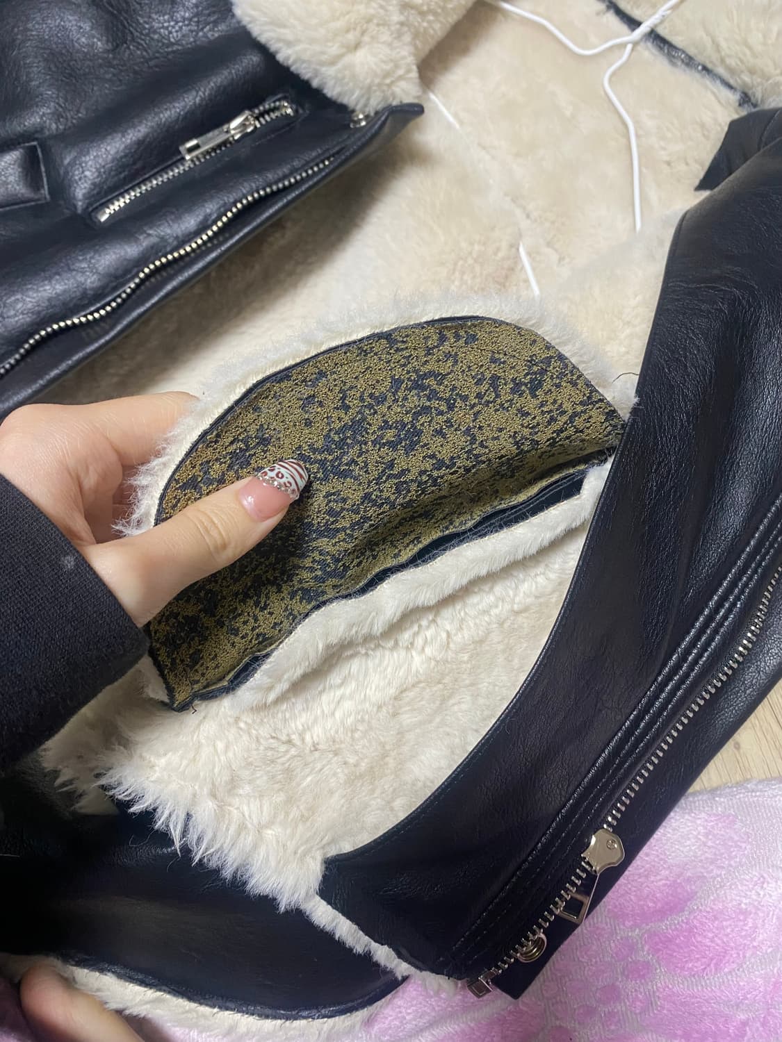 크랭크 무스탕 크롭 블랙 자켓 레더 가죽 퍼 상품이미지7