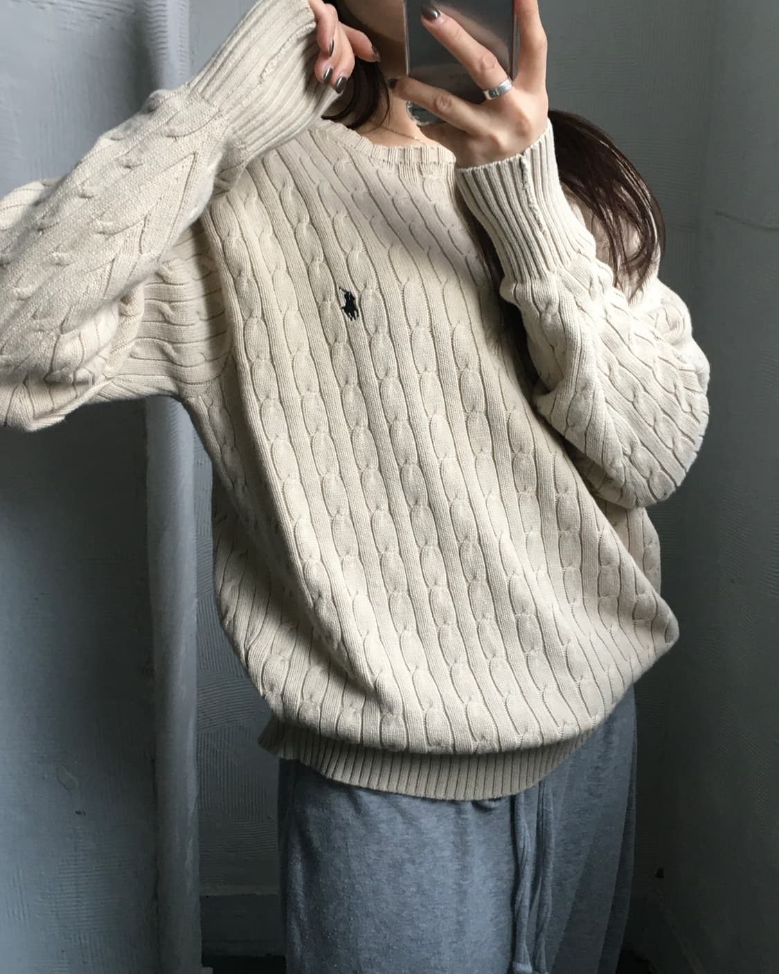Polo 폴로 랄프로렌 연베이지컬러 코튼 케이블 니트 상품이미지2