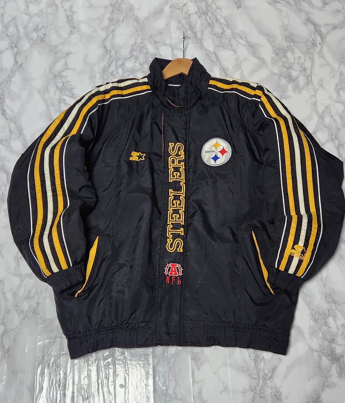 90s 스타터 NFL 피츠버그 스틸러트 바시티 바람막이 점퍼 자켓 상품이미지3