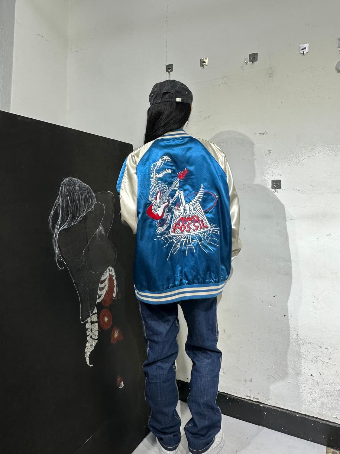 Jpn 일본빈티지 선바 재패니즈 오리엔탈 뼈다귀 네이비 자켓 상품이미지1