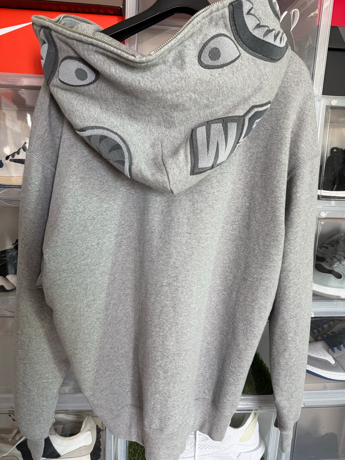 베이프 에이프 헤드 원 포인트 샤크 집업 후드 그레이 L 상품이미지4