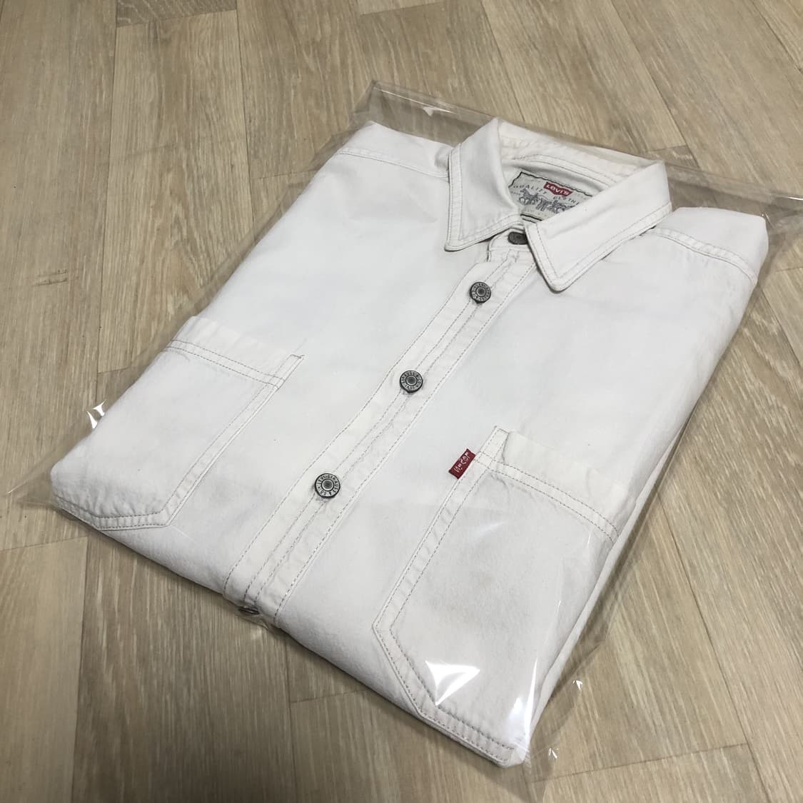 (M) 90's 리바이스 빈티지 트윌 투포켓 리벳 워크 셔츠 아이보리 상품이미지10