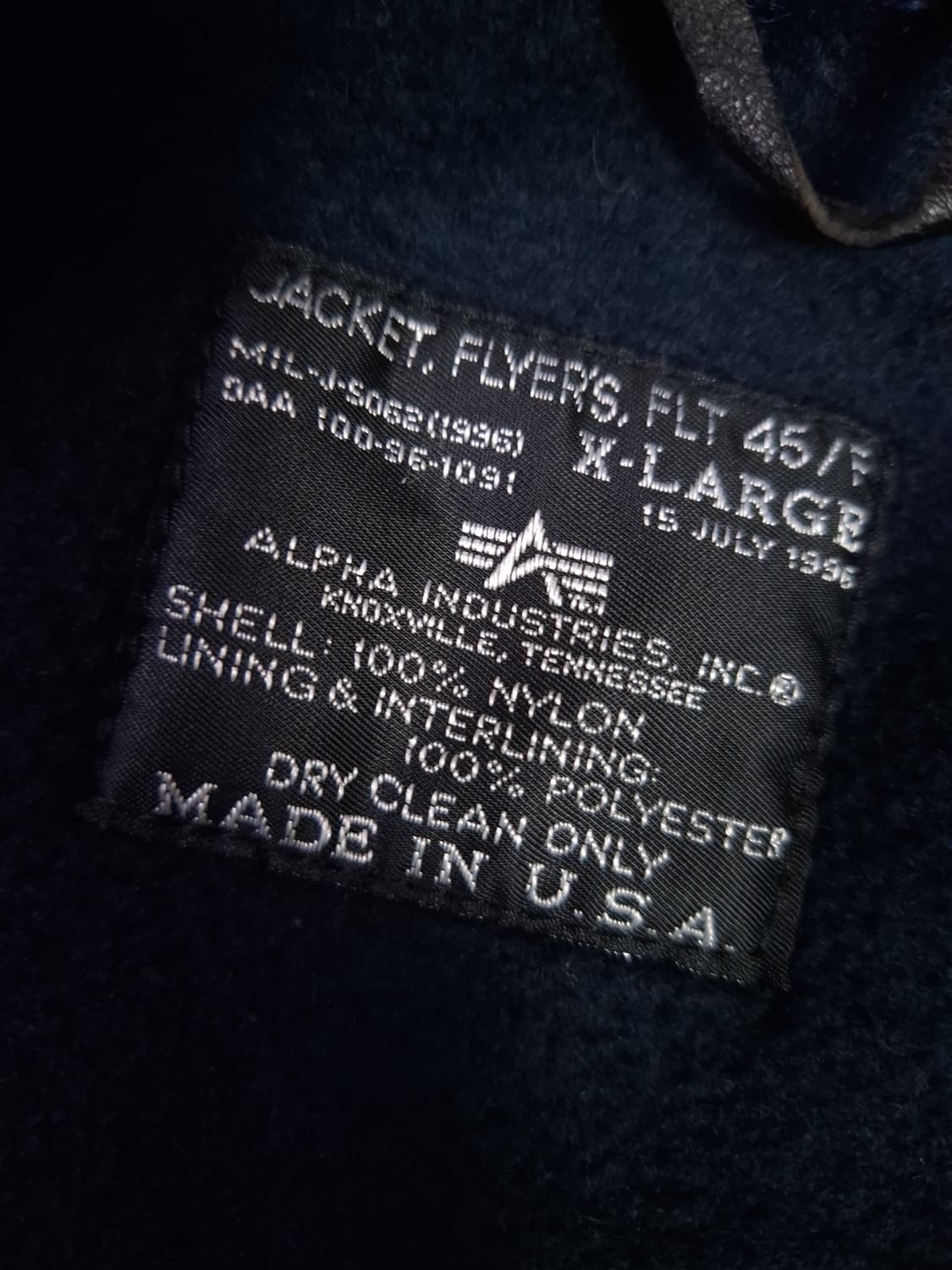 오리지날 90's 미국제조 알파사 미공군 민수용 CWU-45/P 항공자켓 상품이미지3