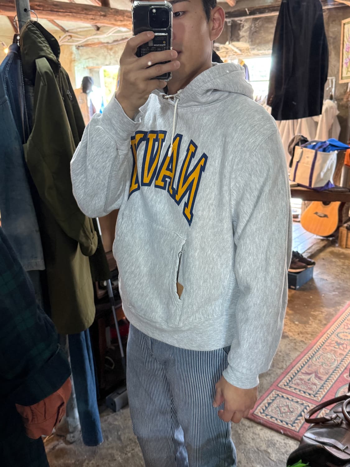 MVP Sport 리버스위브 네이비 프린팅 후디 스웻 상품이미지3