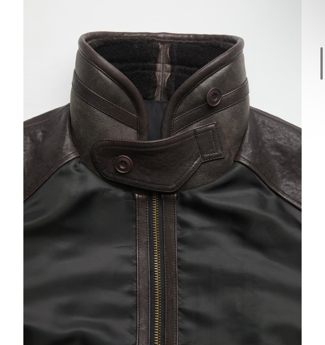 [새상품] M 쿠어 하이넥 시어링 믹스드 MA-1 점퍼 다크브라운 상품이미지2