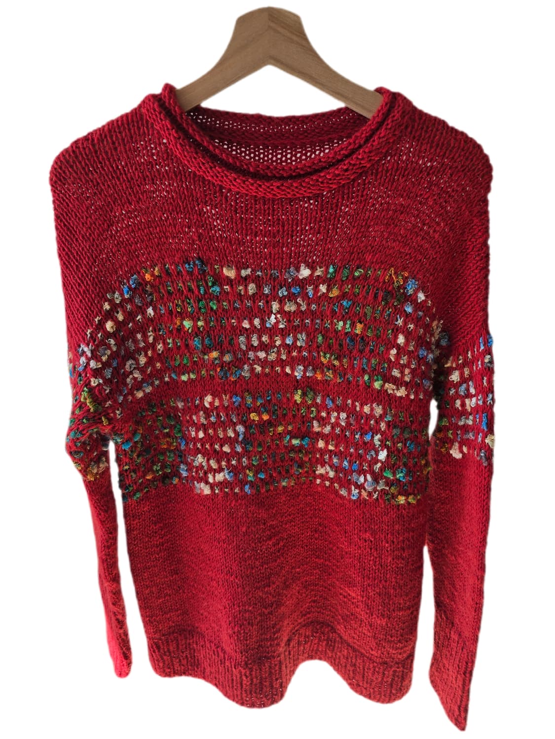 파리 핸드메이드 레드 믹스 컬러 울 니트 상품이미지1