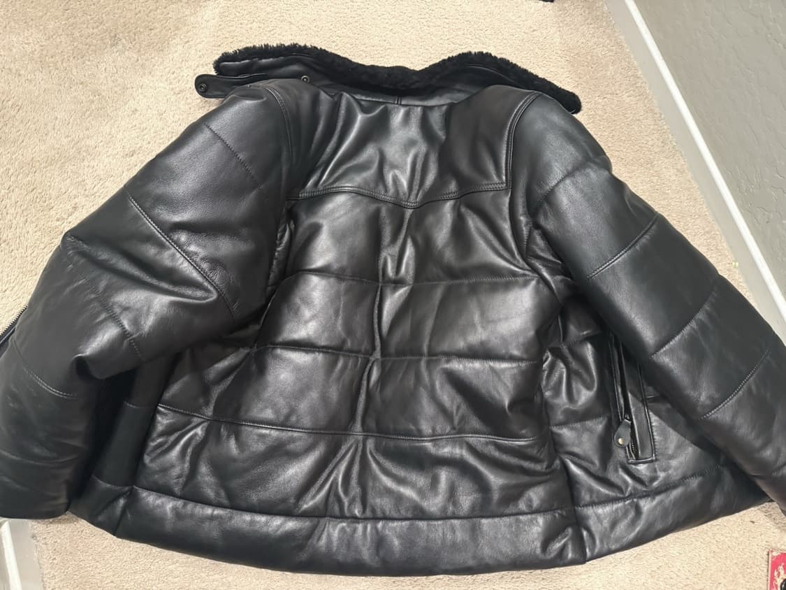 슈프림 x 쇼트 가죽 패딩 자켓 블랙 상품이미지8