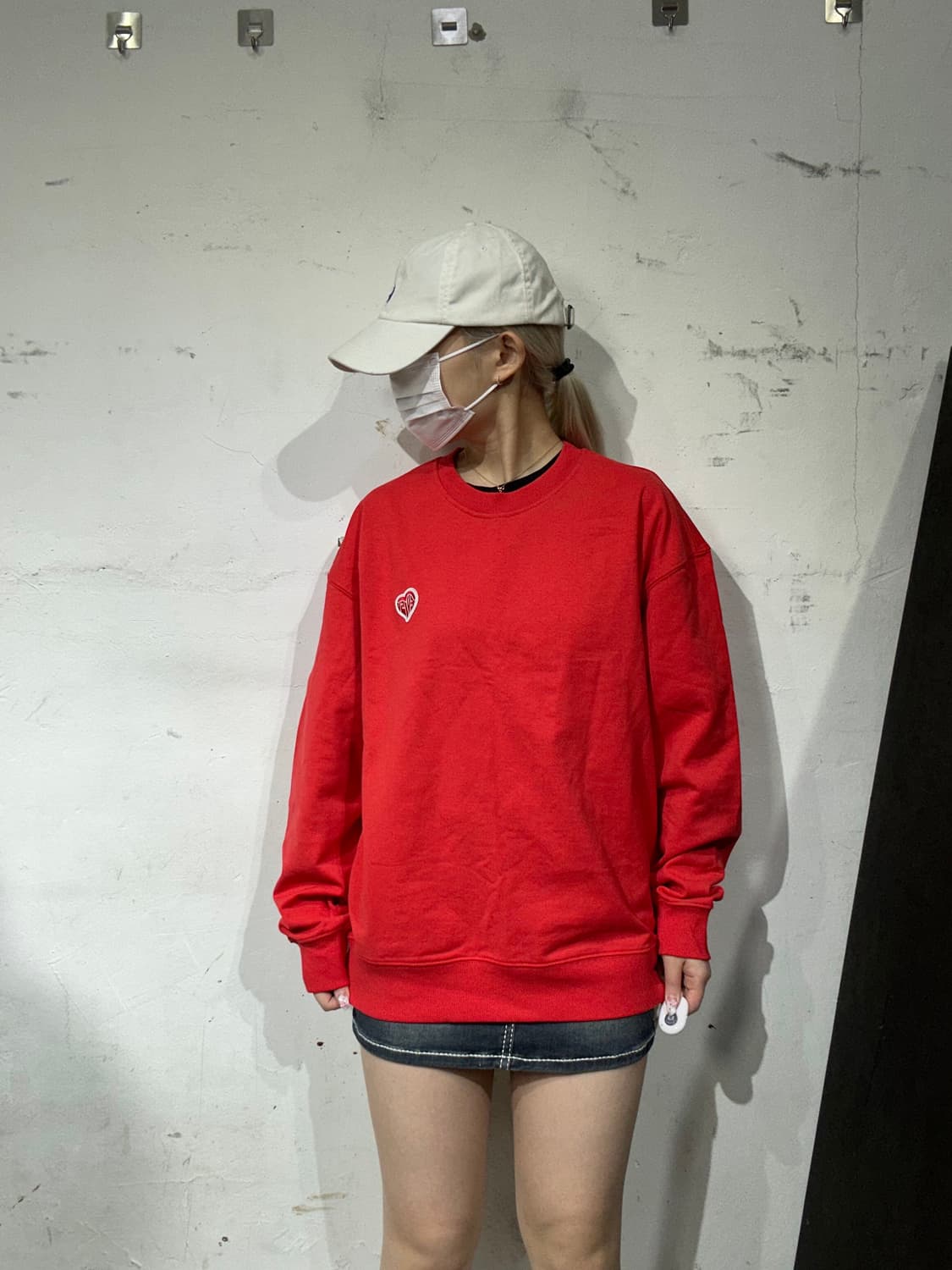 에비수 레드 로고 오버핏 맨투맨 M 상품이미지2