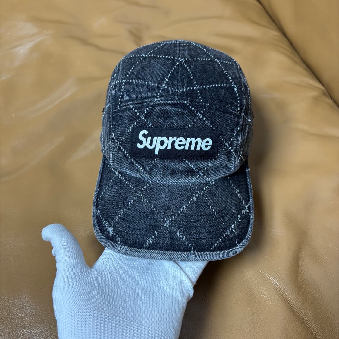 슈프림 캠프캡 모자 박스로고 23fw 펀치드 데님 블랙 상품이미지3