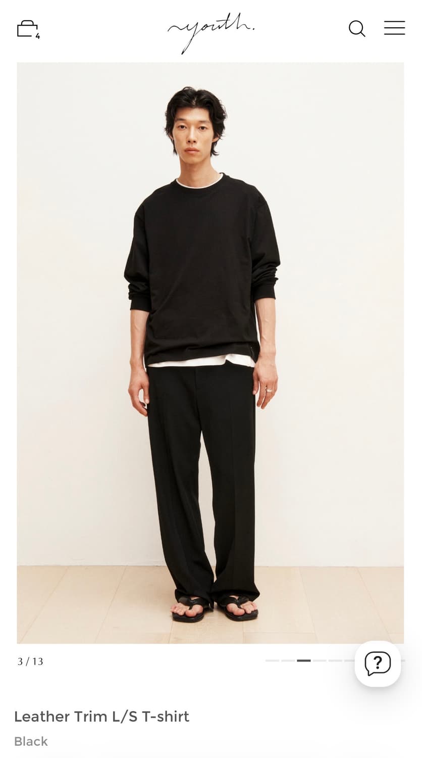 [L] 유스 레더 트림 롱슬리브 티셔츠 상품이미지2