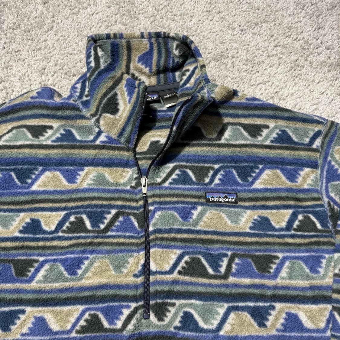 90s 파타고니아 신칠라 1/4집 아즈텍 블루/그린/베이지 USA 상품이미지2