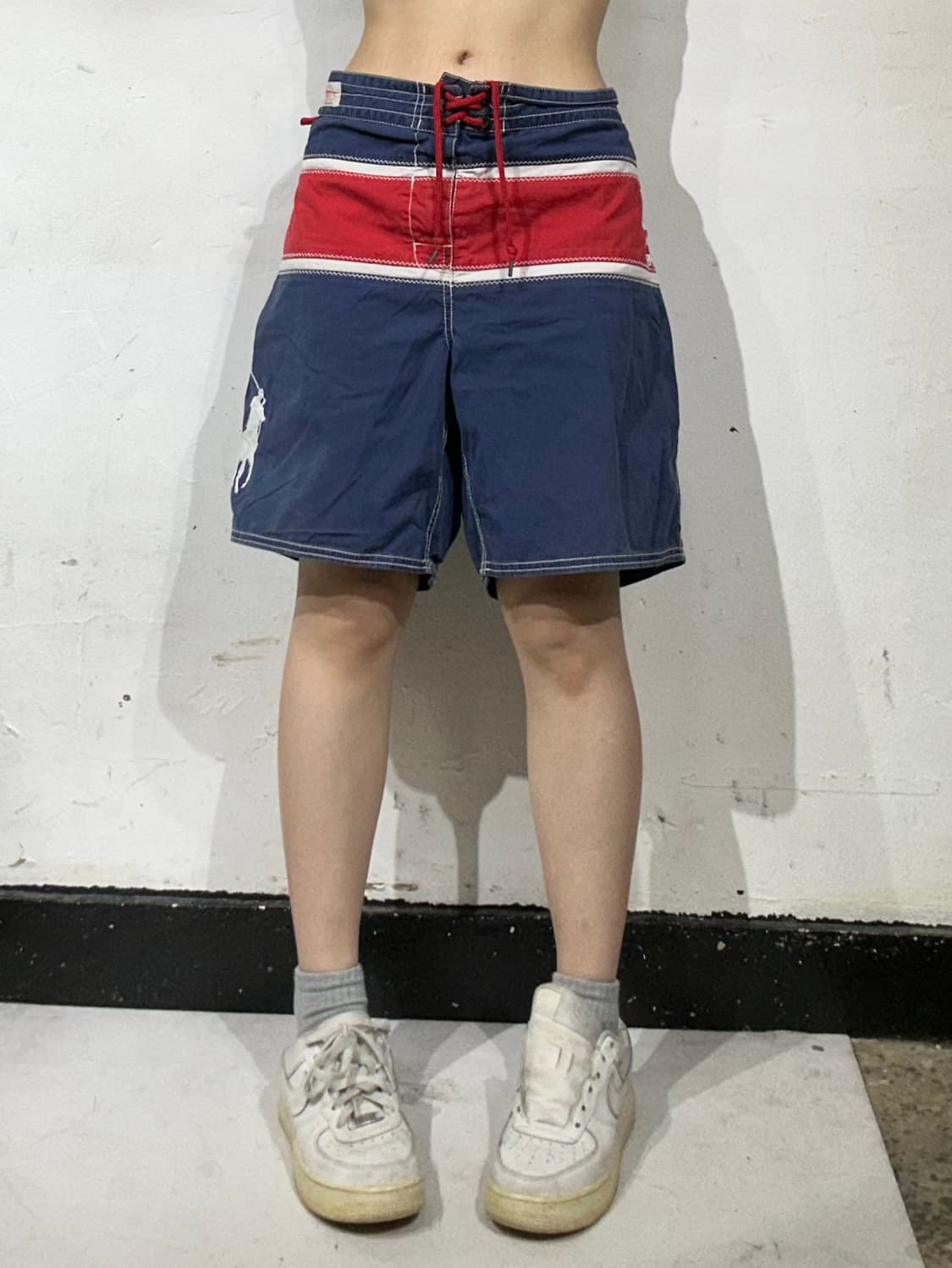 폴로 네이비 레드 라인 화이트 빅 포니 반바지 버뮤다 팬츠 XL 상품이미지2
