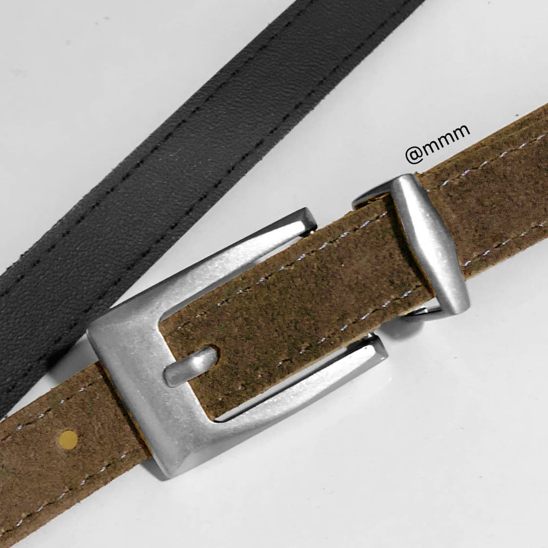 [Unisex]스퀘어 스웨이드 벨트 브라운 상품이미지4