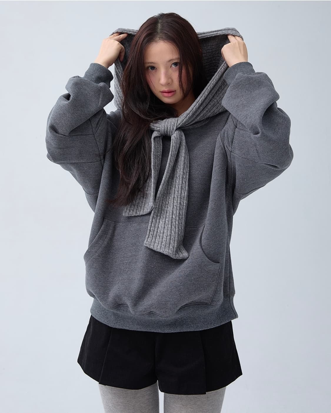 [새상품] 더티스 투웨이 리본 숄 후드 오프숄더 후디 상품이미지4