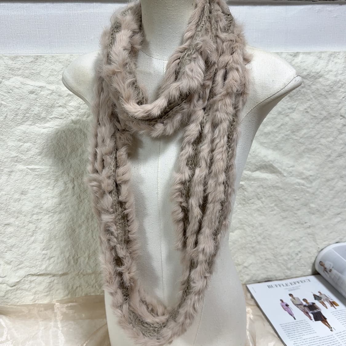 빈티지 토끼털  뜨개질 목도리 머플러 상품이미지1