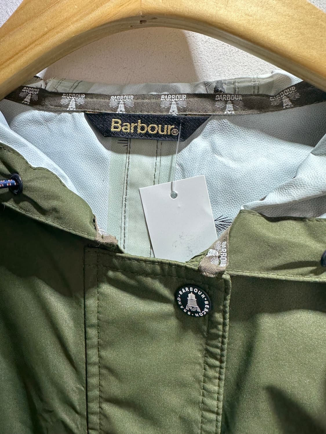 40 바버 절개 디테일 카키 나일론 후드자켓 상품이미지4