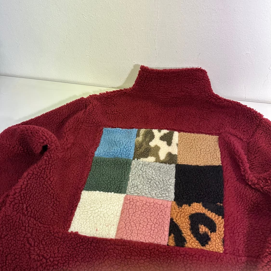 L 어널로이드 버건디 백로고 오버핏 후리스자켓 상품이미지2