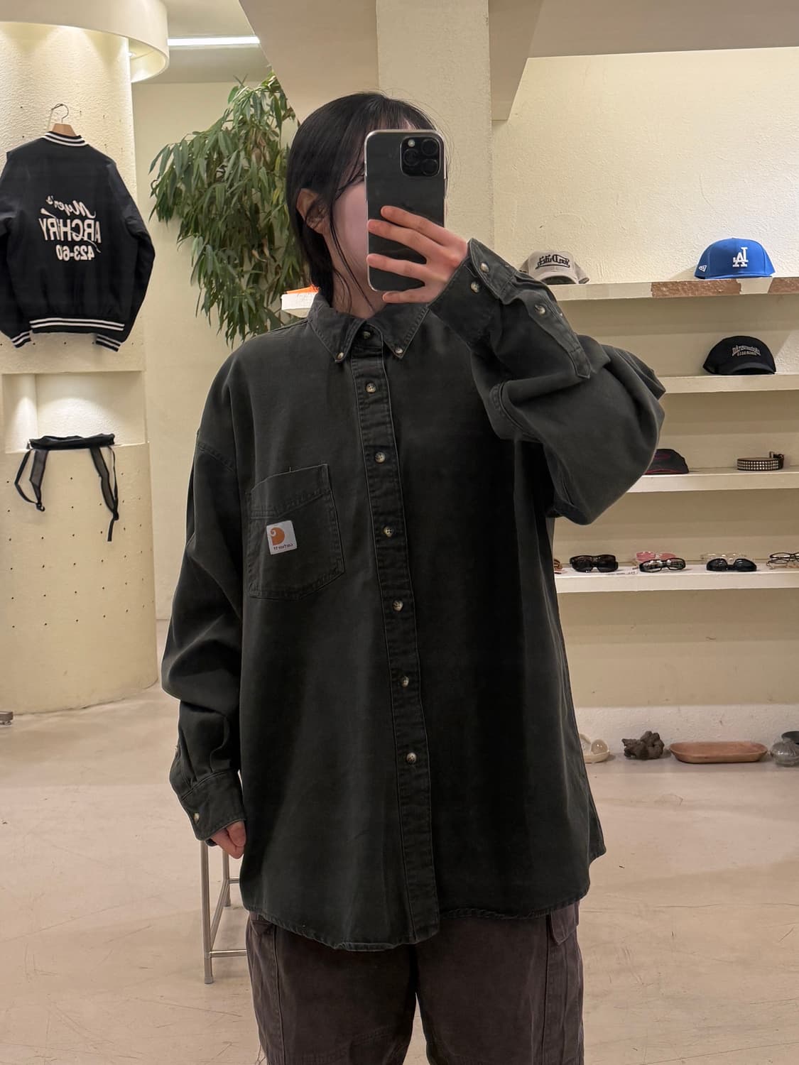 칼하트 카키 원포켓 워크 셔츠 U389 상품이미지1