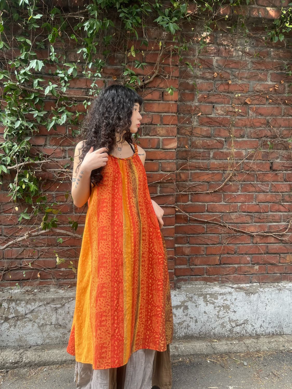 에스닉 히피 패턴 미디 원피스 상품이미지3