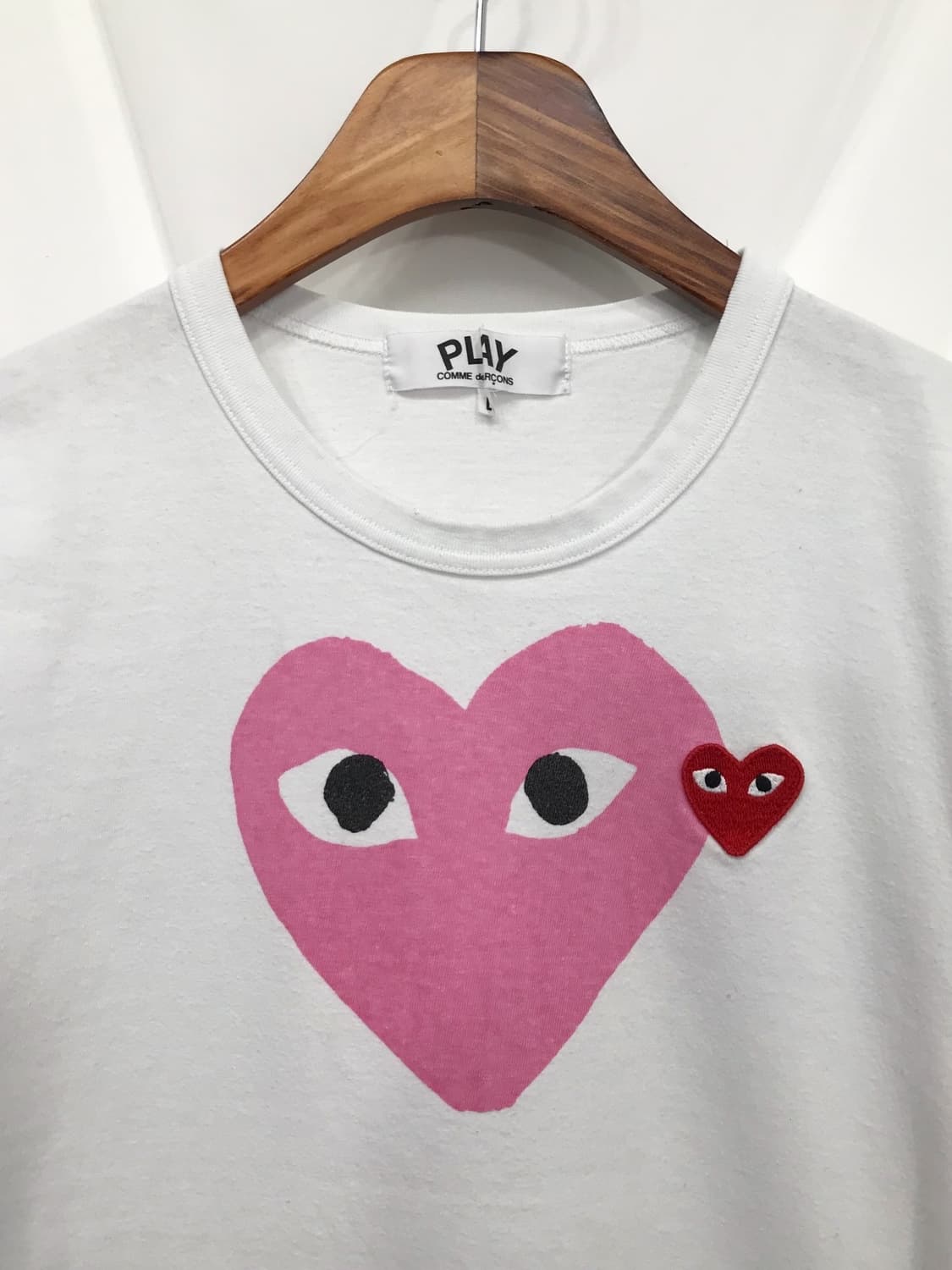 꼼데가르송 더블하트 핑크&레드 반팔 티셔츠 상품이미지7