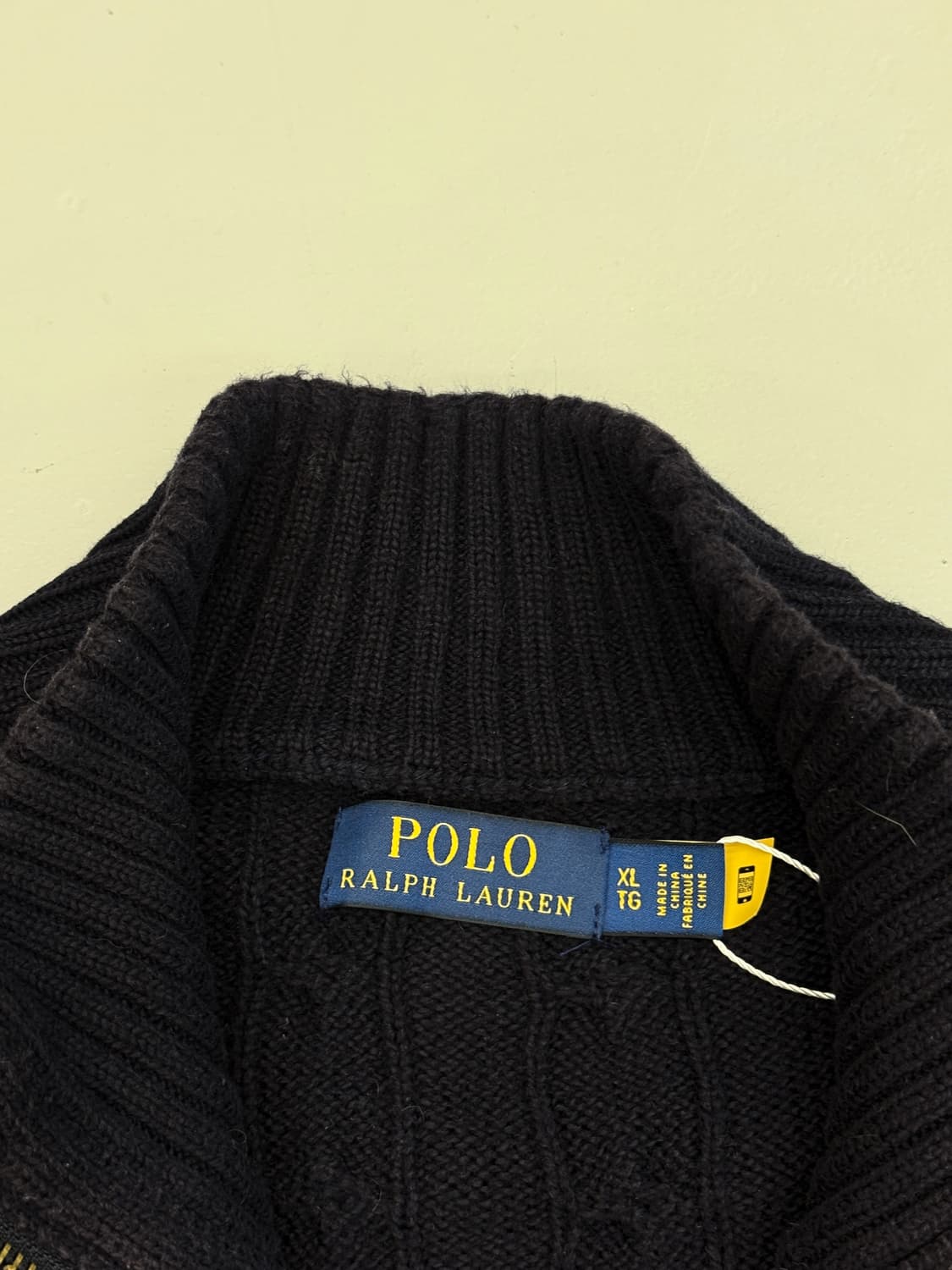 폴로 랄프로렌 오버핏 신형 QR라벨 딥네이비 케이블 코튼 니트 집업 상품이미지5