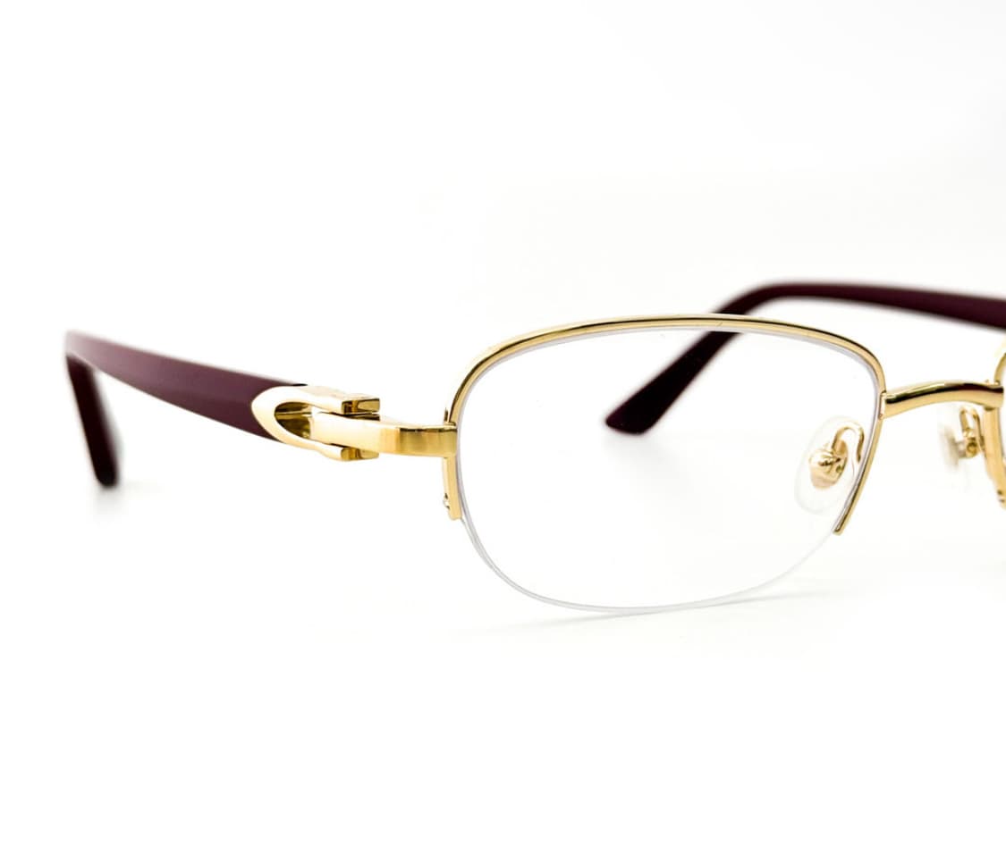 Cartier 까르띠에 라운드 반무테 골드 하프림 라운드 메탈 안경테 상품이미지4